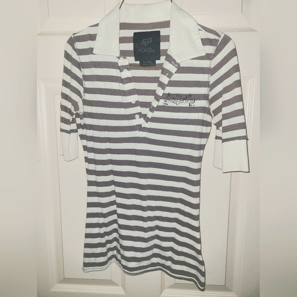Fox Striped collared t-shirt - Picture 2 of 6
